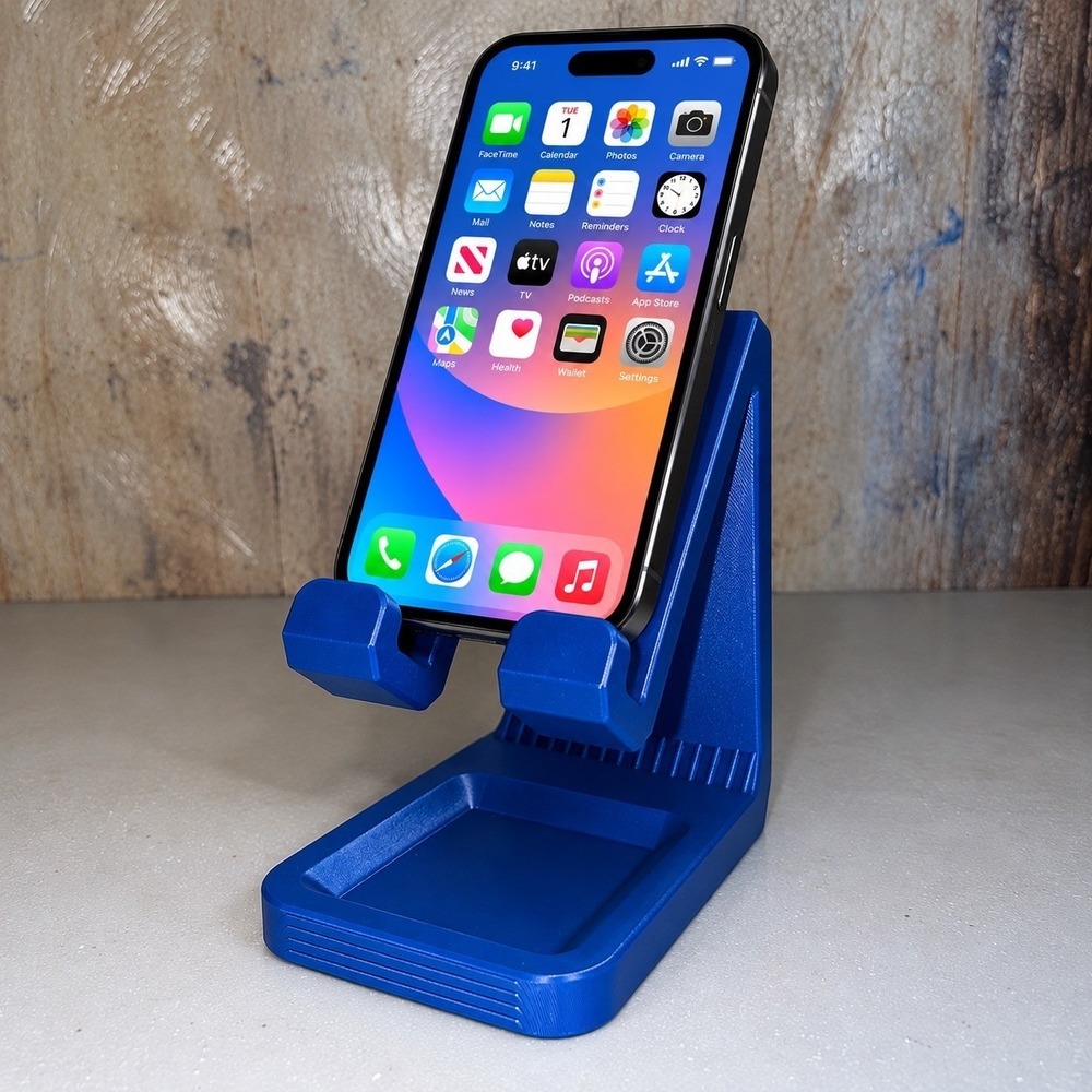 btw409 Phone Tablet Stand Universal OS Blue New Made in USA Desktop Holder Tray